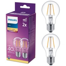 SET 2x LED-Glühbirnen VINTAGE Philips A60 E27/4,3W/230V 2700K