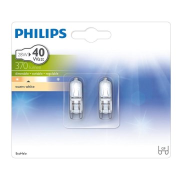 SET 2x Hochleistungsglühlampe Philips ECOHALO G9/28W/230V 2800K