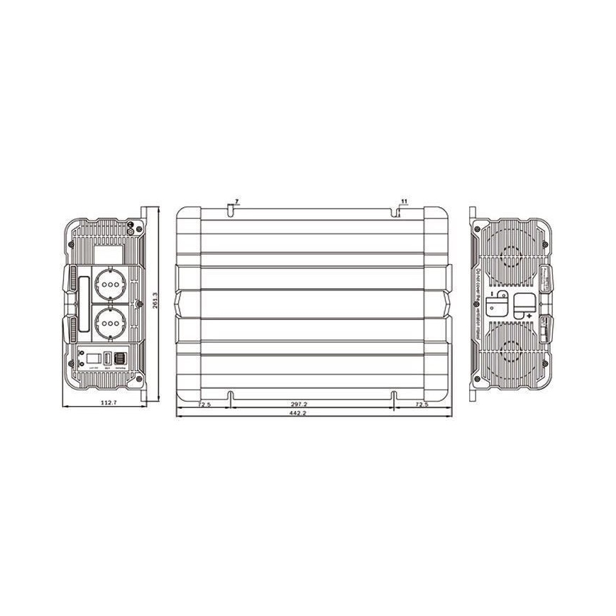 Spannungswandler 3000W/24V/230V + kabelgebundene Fernsteuerung