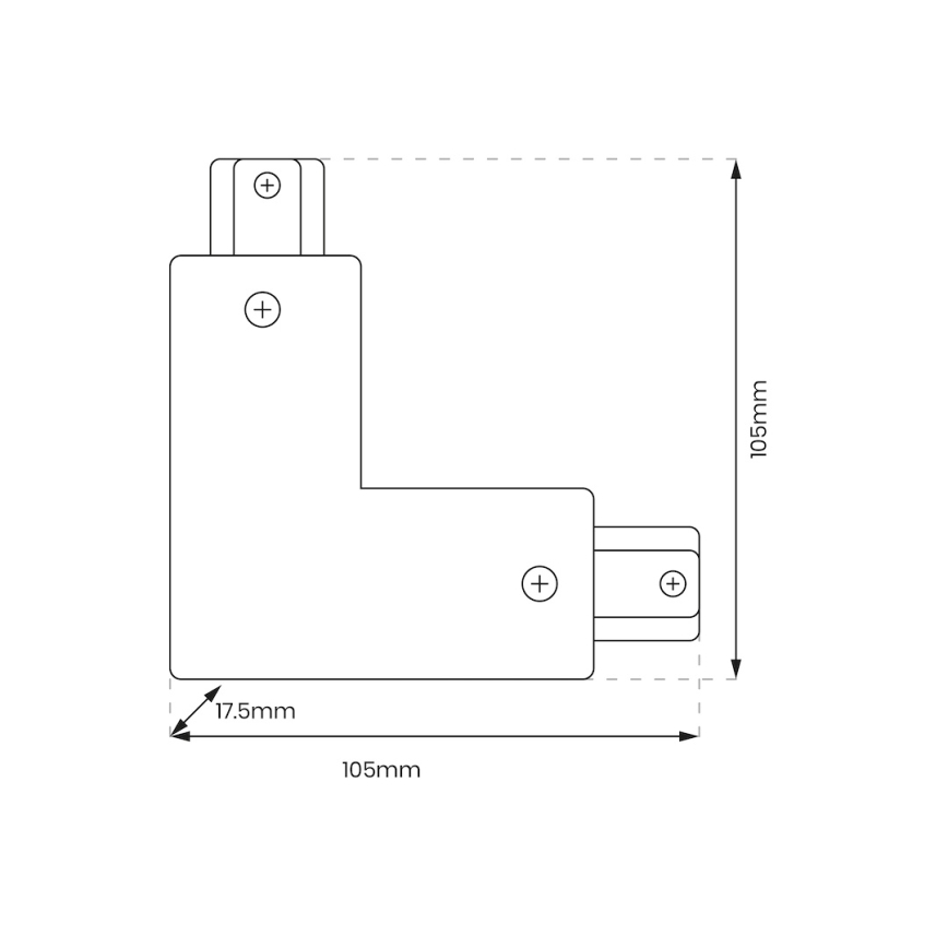 Steckverbinder für Leuchten im Schienensystem 1-phasiger Typ L + Netzteil schwarz