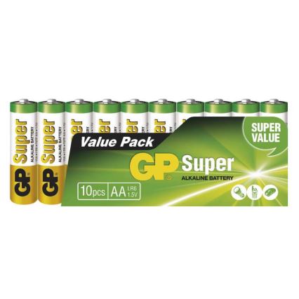 10 Stück mit Alkalibatterien AA GP SUPER 1,5V