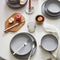 12-teiliges Porzellan-Geschirrset, grau