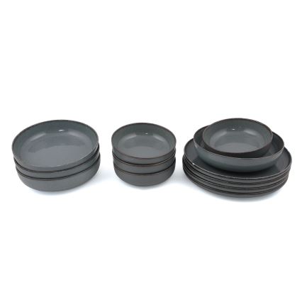 12-teiliges Speiseservice, grau/Porzellan