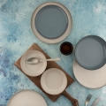 16-teiliges Geschirrset, beige/blau, Porzellan
