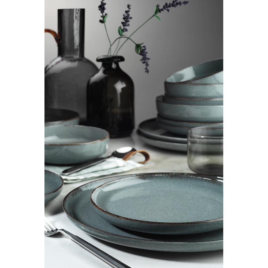 16-teiliges Geschirrset, grau/Porzellan