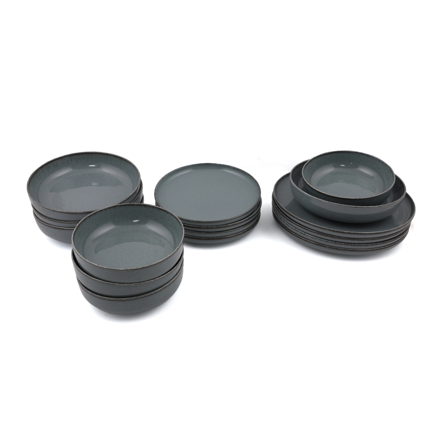 16-teiliges Geschirrset, grau/Porzellan