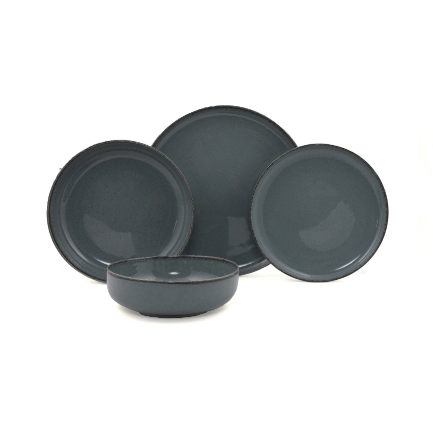 16-teiliges Geschirrset, grau/Porzellan