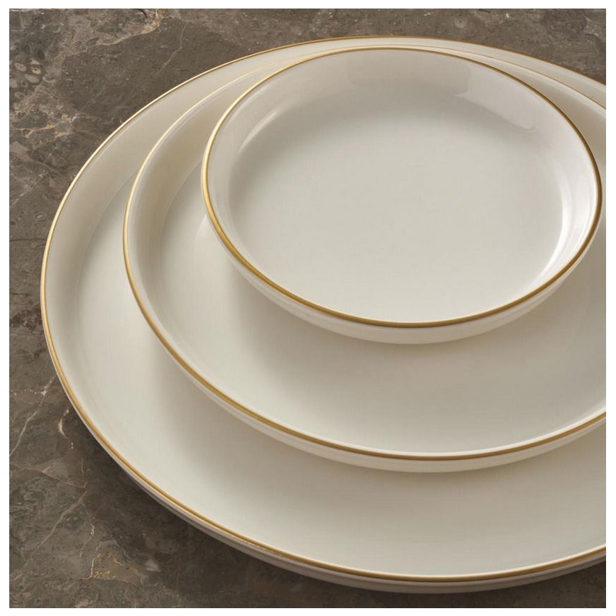 16-teiliges Tafelservice, beige/gold, Porzellan