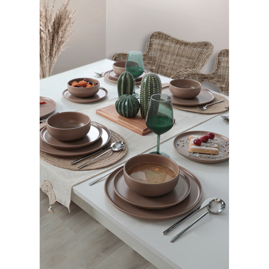 18-teiliges Essgeschirr-Set, braun/Keramik