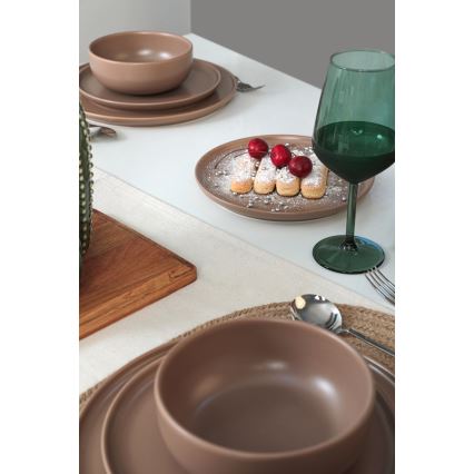 18-teiliges Essgeschirr-Set, braun/Keramik