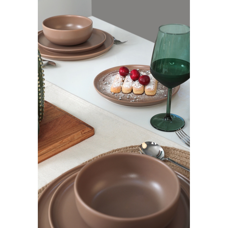 18-teiliges Essgeschirr-Set, braun/Keramik