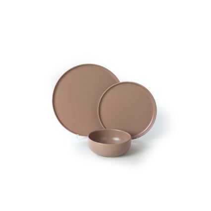 18-teiliges Essgeschirr-Set, braun/Keramik