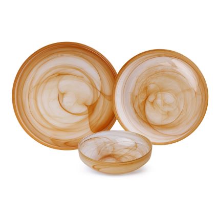 18-teiliges Essservice, orange/Glas