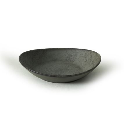 18-teiliges Geschirrset, Anthrazit/Grün, aus Steingut