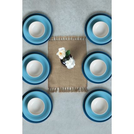 18-teiliges Geschirrset aus Keramik, blau/weiß