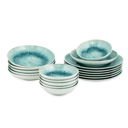 18-teiliges Geschirrset, blau, Porzellan