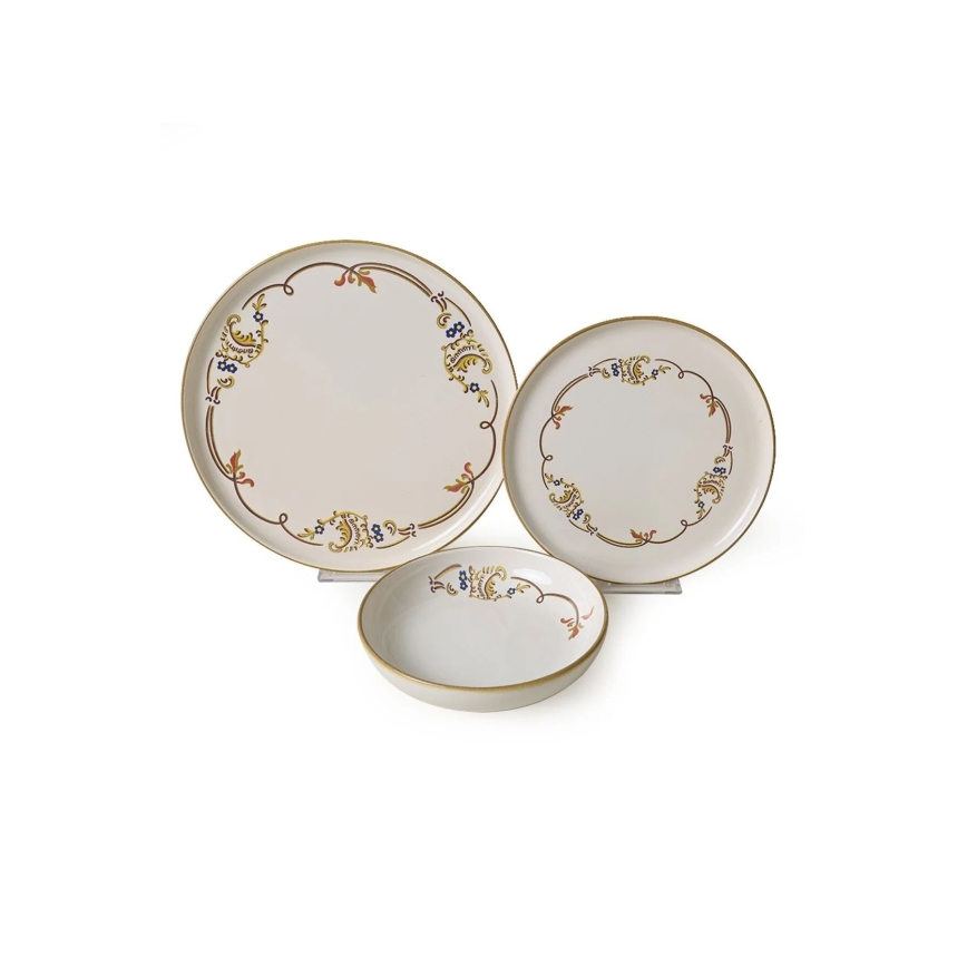 18-teiliges Geschirrset creme/gold/Keramik