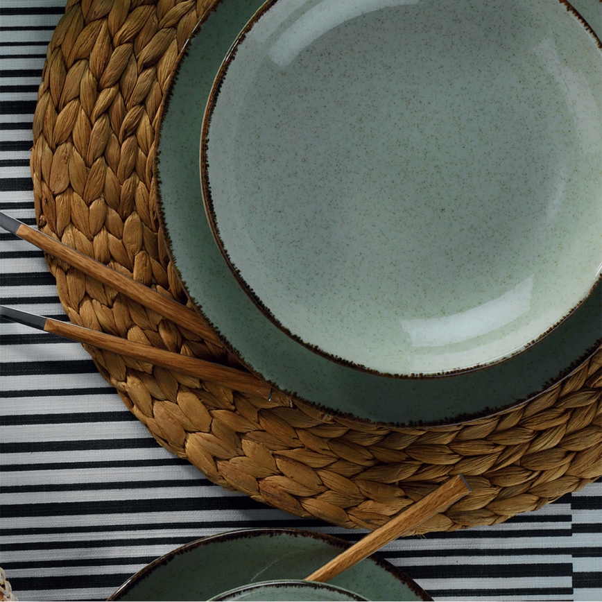 18-teiliges Geschirrset, grün/Porzellan