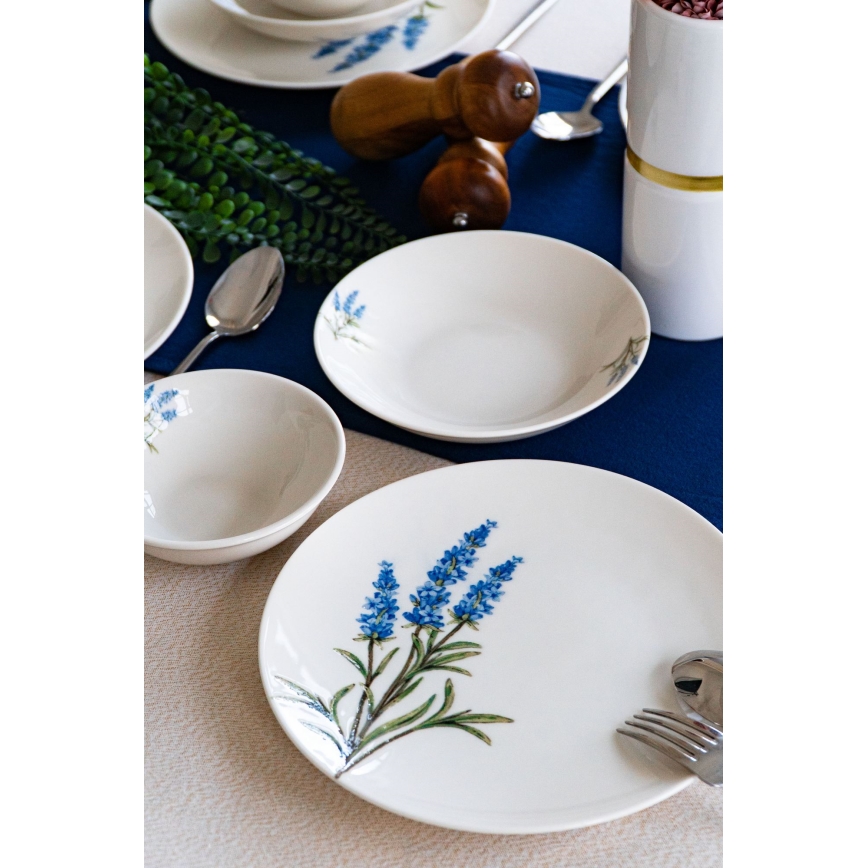 18-teiliges Geschirrset weiß/blau/grün/Porzellan