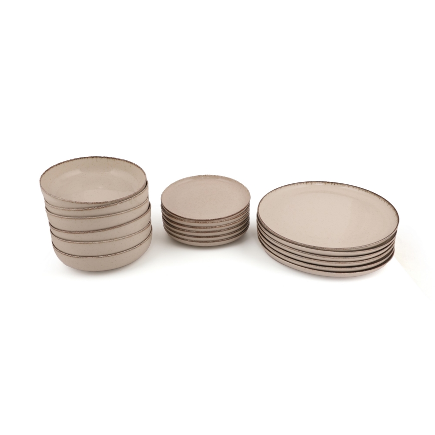 18-teiliges Porzellan-Geschirrset, beige