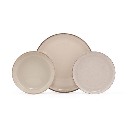 18-teiliges Porzellan-Geschirrset, beige