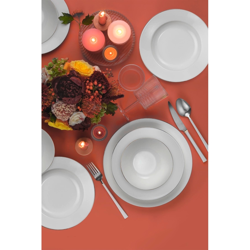 18-teiliges Speiseservice, weiß/silber/Porzellan