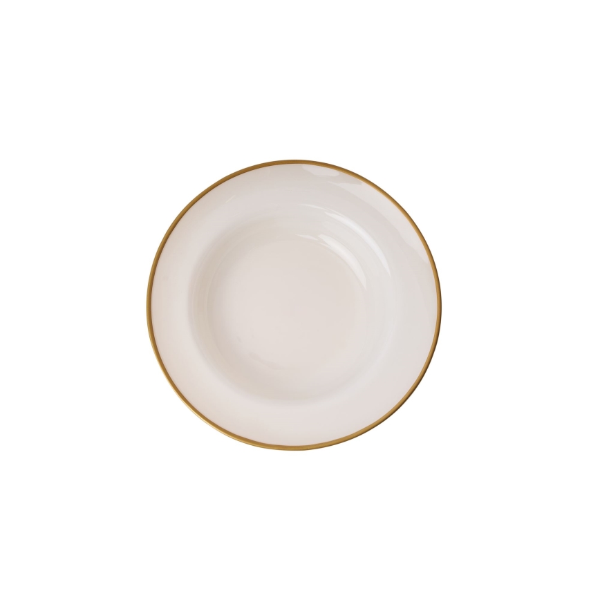 18-teiliges Tafelservice, Beige/Gold, Porzellan