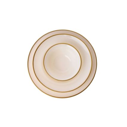 18-teiliges Tafelservice, Beige/Gold, Porzellan