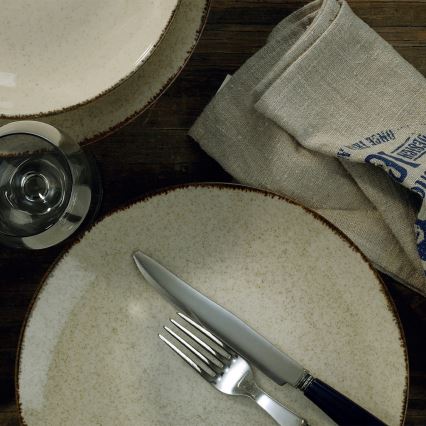 18-teiliges Tafelservice beige/Porzellan