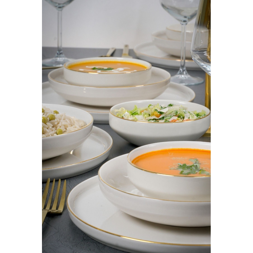 18-teiliges Tafelservice, weiß/gold, Porzellan