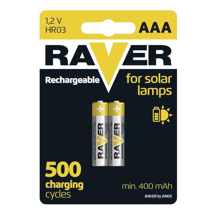 2 Stk. wiederbeladbare Batterien AAA RAVER NiMH/1,2V/400 mAh