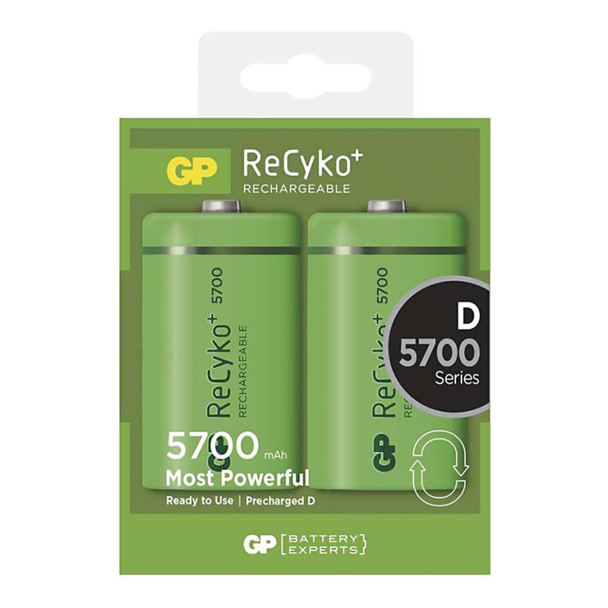 2 Stk. wiederbeladbare Batterien D GP RECYKO+ NiMH/1,2V/5700 mAh