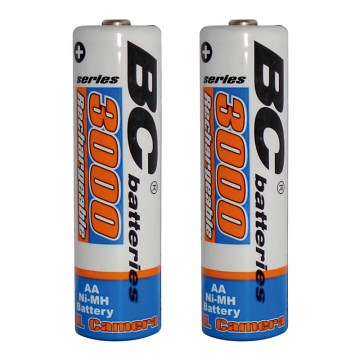 2 Stück wiederaufladbare NiMH AA Akkus 3000 mAh 1,2V
