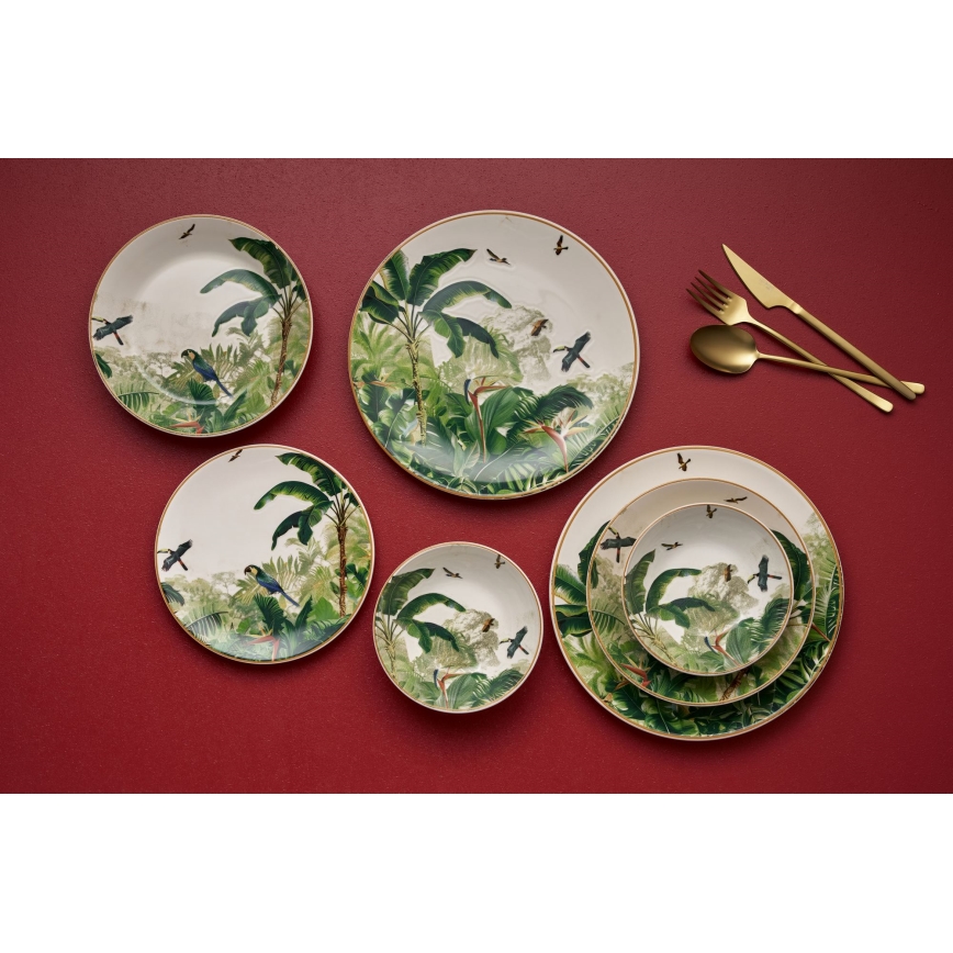 24-teiliges, buntes Keramik-Geschirrset