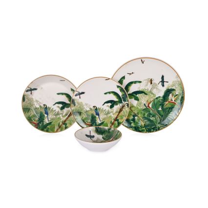 24-teiliges, buntes Keramik-Geschirrset