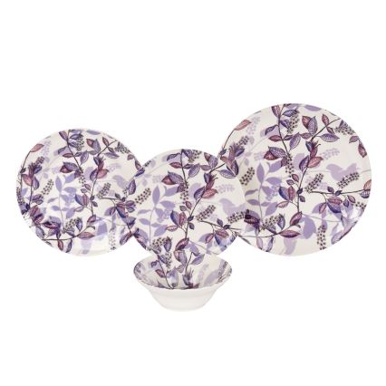 24-teiliges Essgeschirr in Violett aus Keramik