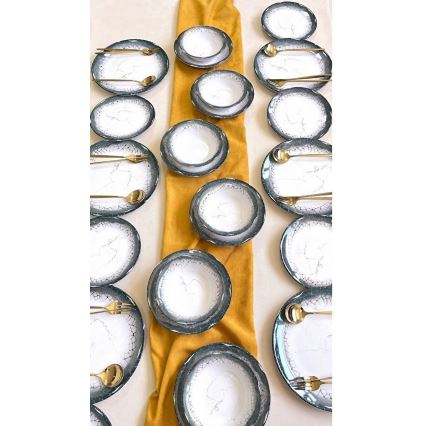 24-teiliges Essgeschirr-Set weiß/anthrazit/Keramik