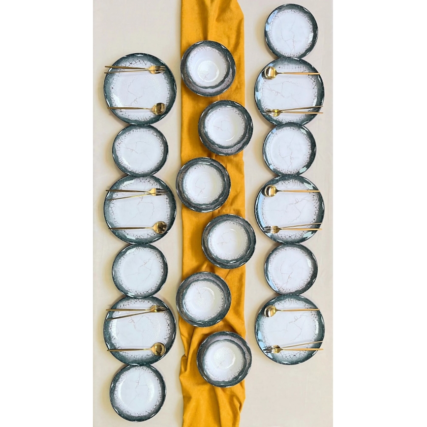 24-teiliges Essgeschirr-Set weiß/anthrazit/Keramik