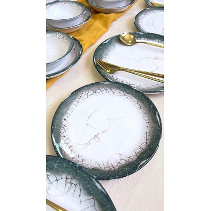 24-teiliges Essgeschirr-Set weiß/anthrazit/Keramik