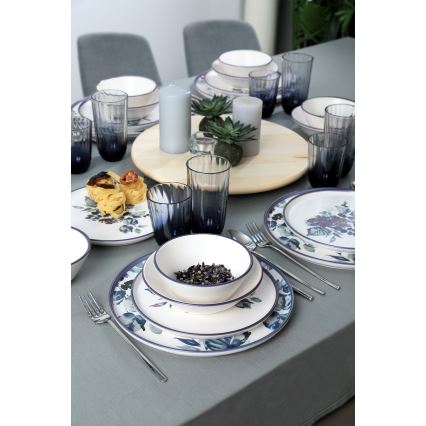 24-teiliges Essgeschirr-Set, weiß/blau, Keramik