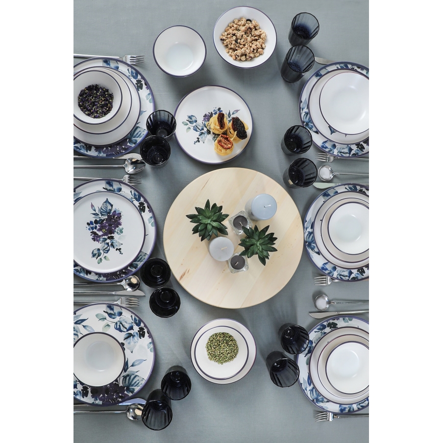 24-teiliges Essgeschirr-Set, weiß/blau, Keramik