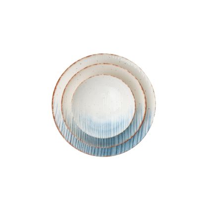 24-teiliges Essgeschirr-Set, weiß/blau, Porzellan