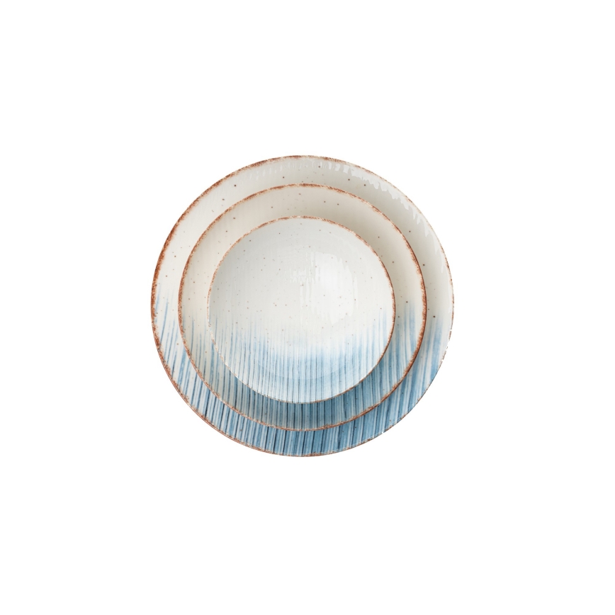 24-teiliges Essgeschirr-Set, weiß/blau, Porzellan