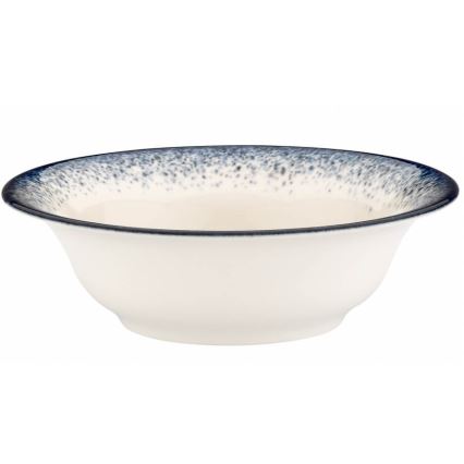 24-teiliges Essservice aus Porzellan, weiß/blau