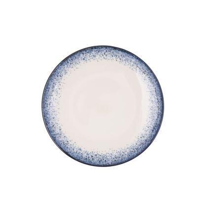 24-teiliges Essservice aus Porzellan, weiß/blau