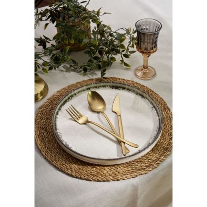 24-teiliges Essservice aus Porzellan, weiß/braun