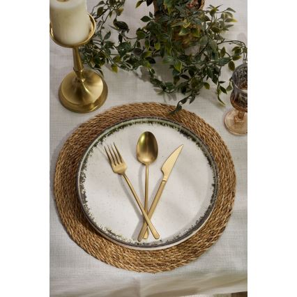 24-teiliges Essservice aus Porzellan, weiß/braun