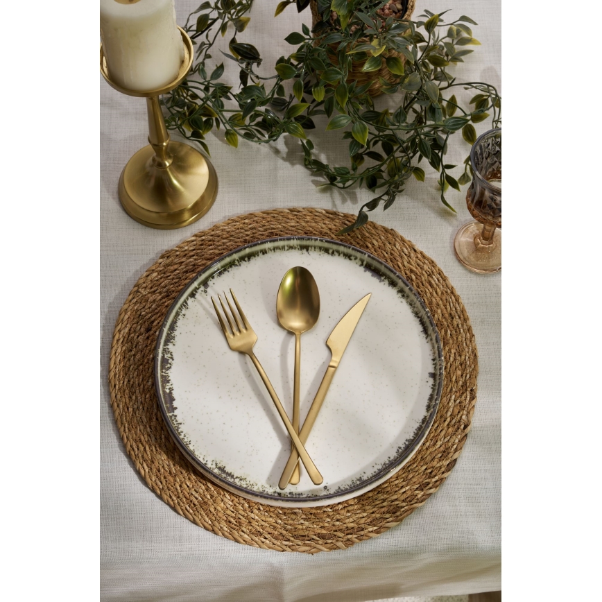 24-teiliges Essservice aus Porzellan, weiß/braun