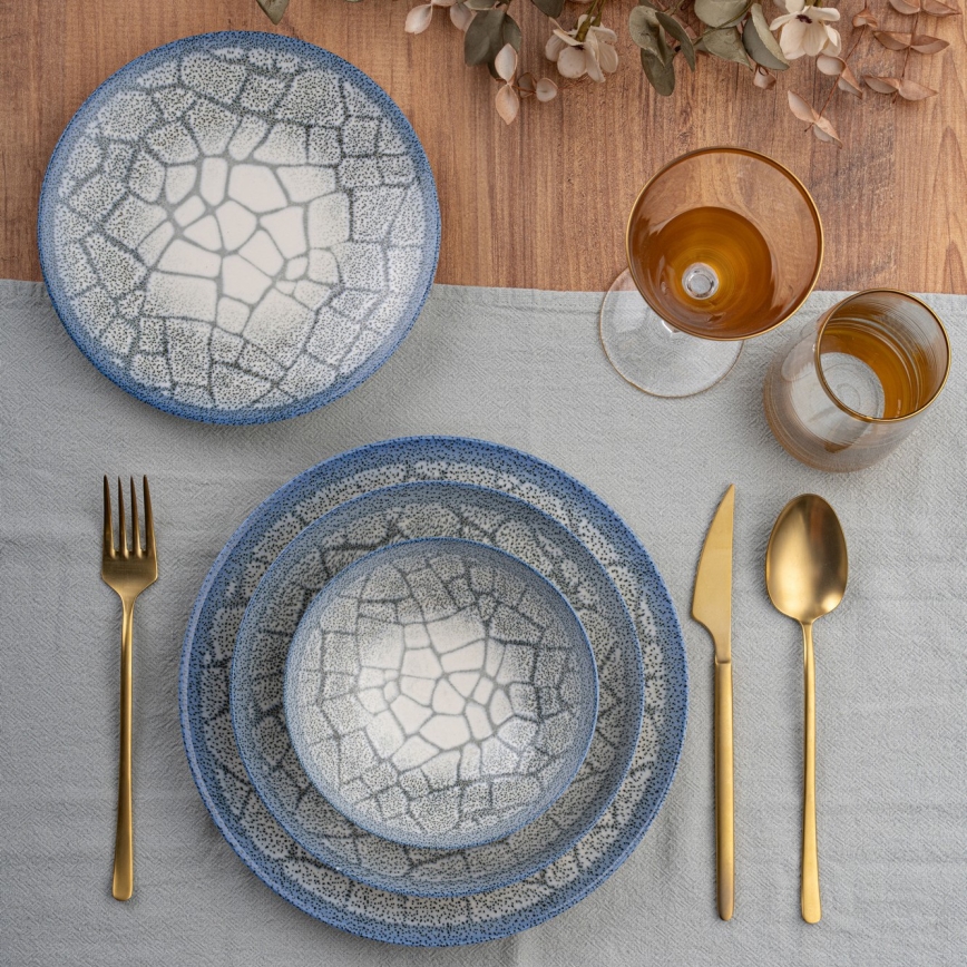 24-teiliges Essservice, blau/Porzellan