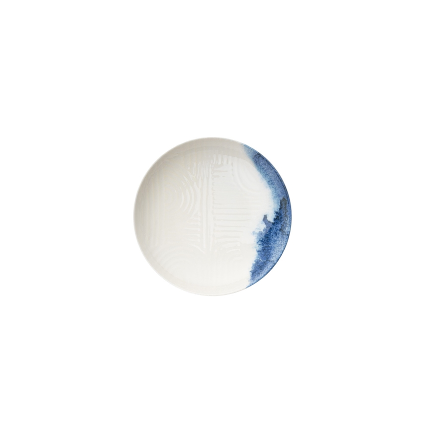 24-teiliges Essservice weiß/blau/Porzellan